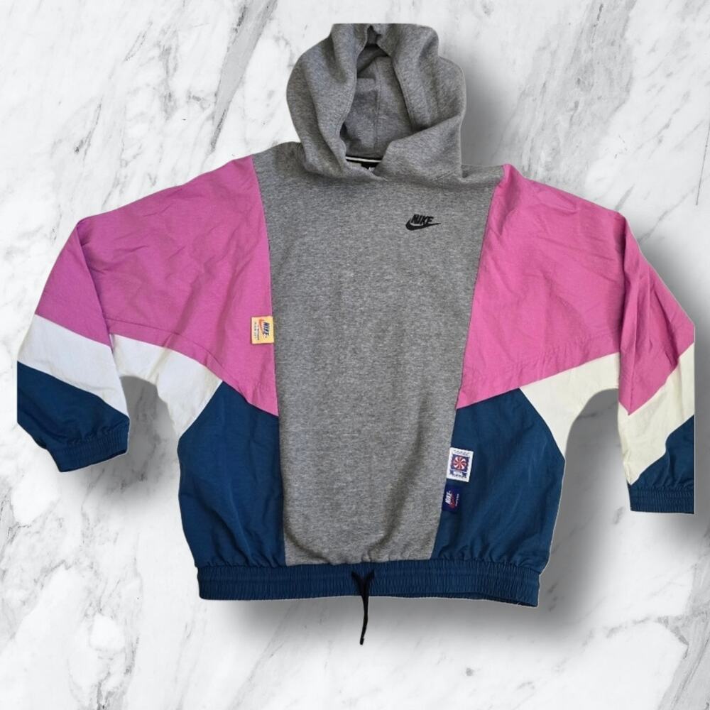 Vintage Style Retro 90s Nike Colorblock Icon Clash Hoodie SZ XS